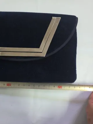 Pochette donna velluto vintage con metallo blu