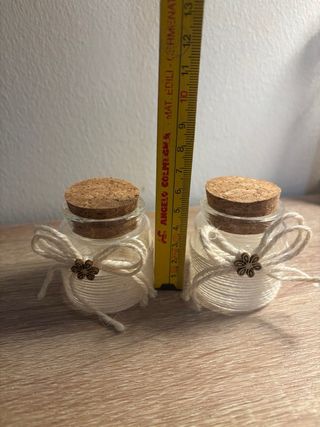 2 Barattoli Vetro con Tappo Sughero e Decorazione