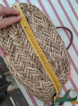 Borsa mare paglia con pompon arancione