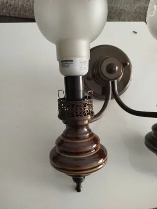 Aplique Lámpara Pared Vintage Cerámica y Cristal