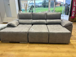 Sofá chaise longue extensible gris