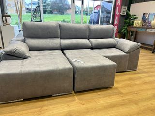Sofá chaise longue extensible gris