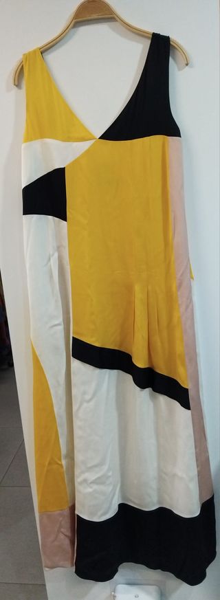 Vestido Largo Seda BOSS Geométrico