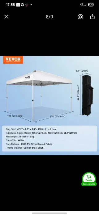Carpa Vevor Blanca y Verde