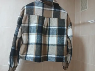Chaqueta cuadros marrón y blanco