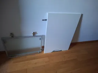 Muebles bajos cocina blancos,columna y vitrinas co