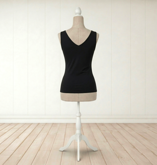 Top negro elástico bordado plateado talla S/M