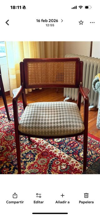 4 sillas madera y ratán Mid Century escandinavas