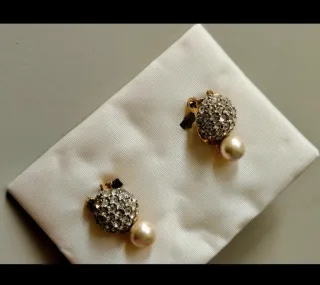 Pendientes vintage perla y brillantes
