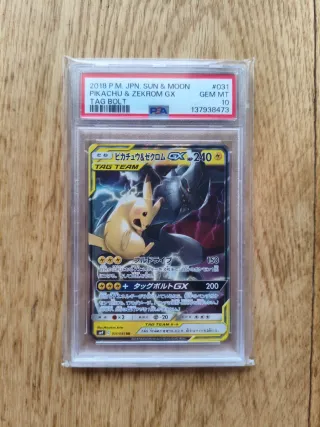Carta Pokémon Pikachu Zekrom GX TAG Bolt 31 PSA 10