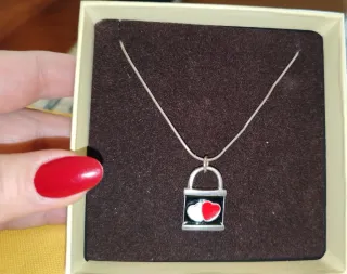 Collana Argento 925 Cuori Rossi e Bianchi