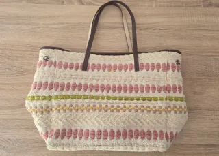 Bolso Purificación García Beige y Rosa