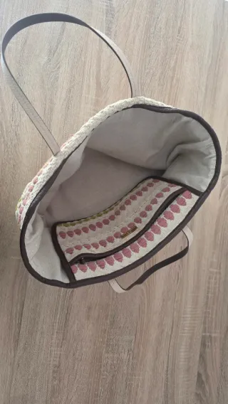 Bolso Purificación García Beige y Rosa