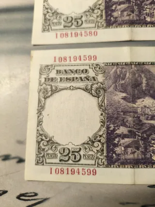 2 Billetes 25 Pesetas España 1946