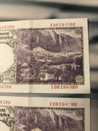 2 Billetes 25 Pesetas España 1946