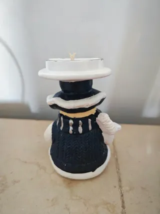 Portacandele Pupazzo Neve Lettore Ceramica