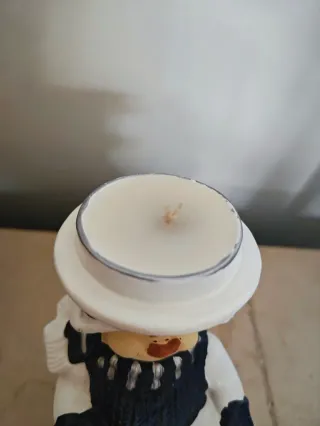 Portacandele Pupazzo Neve Lettore Ceramica
