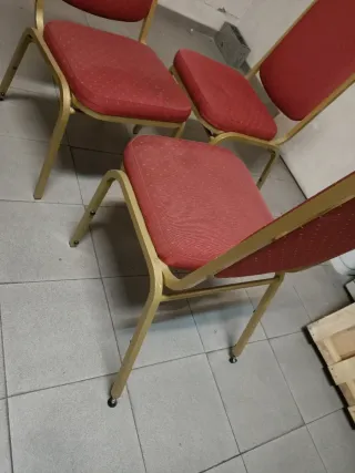 Juego de 6 sillas de comedor rojas