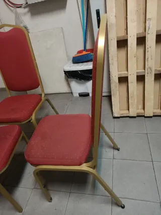 Juego de 6 sillas de comedor rojas