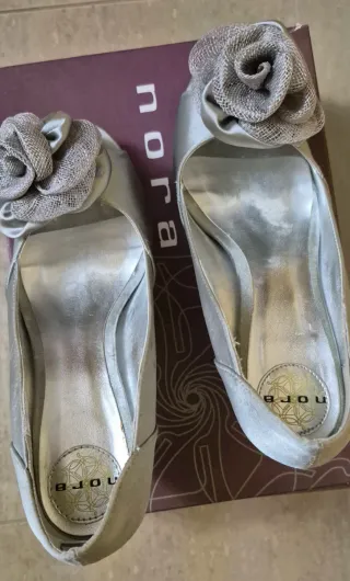 Conjunto Bolso y Zapatos Fiesta Plata
