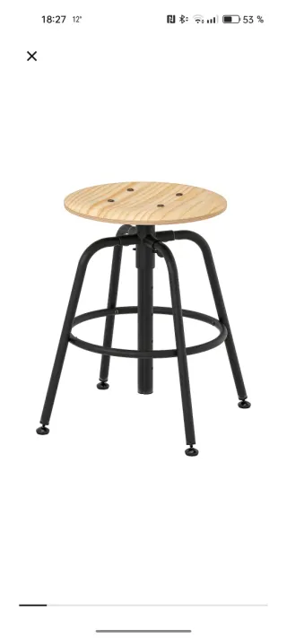 Taburete de cuero y madera