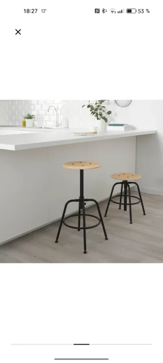 Taburete de cuero y madera