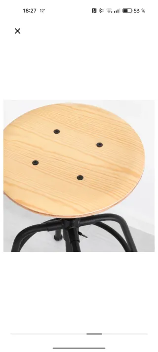 Taburete de cuero y madera