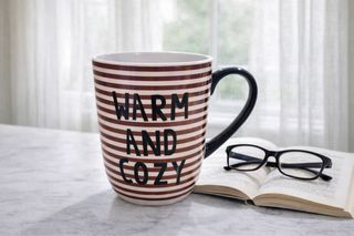 Taza Hema Rayas Burdeos Rosa Cerámica