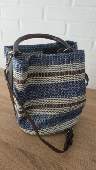 Bolso Adolfo Dominguez azul y marrón