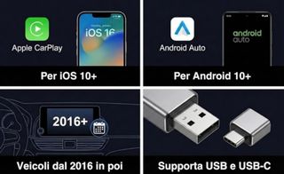 Adattatore Wireless CarPlay Android Auto 2in1