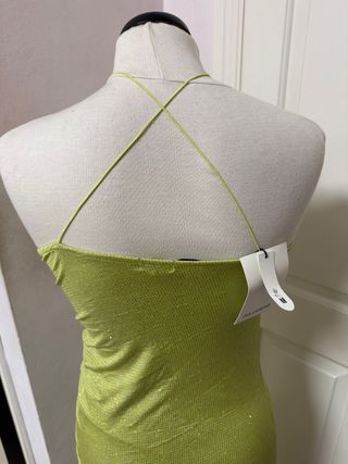 Vestido verde brillante halter