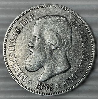 ºoO 500 réis Pedro II 1888 - plata - Brasil