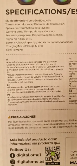 Altavoz Bluetooth Portátil Aome LED Multicolor