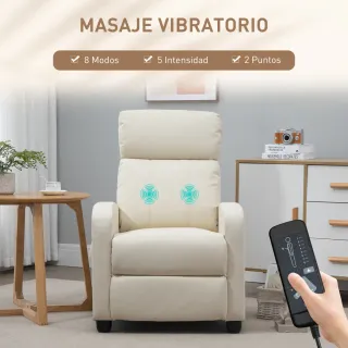 Sillón Reclinable Masaje Mando Beige
