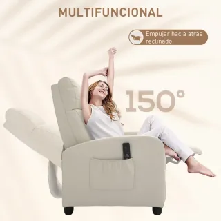 Sillón Reclinable Masaje Mando Beige