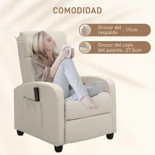 Sillón Reclinable Masaje Mando Beige