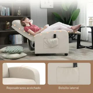 Sillón Reclinable Masaje Mando Beige