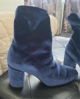 Stivaletti blu in velluto