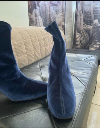Stivaletti blu in velluto
