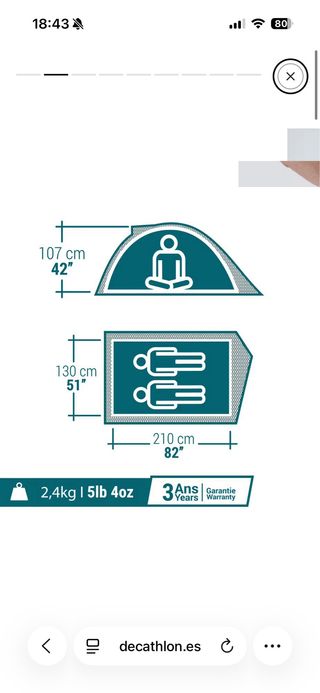 2 Tiendas campaña Decathlon 100 - 2 personas