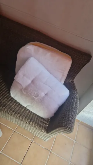 Conjunto 5 plazas y Mesa Terraza Mimbre y Cristal