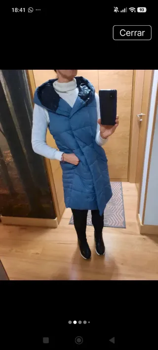 Chaleco acolchado largo azul