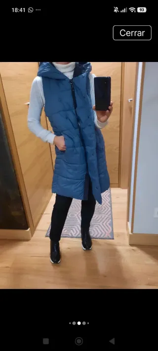 Chaleco acolchado largo azul