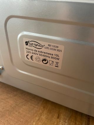 Horno sobremesa San Ignacio 10L