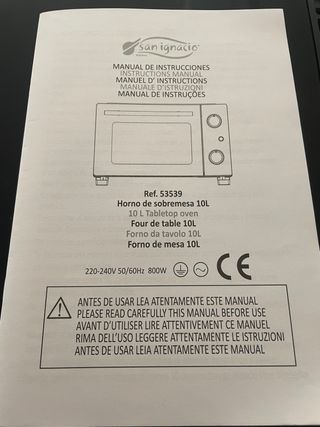 Horno sobremesa San Ignacio 10L