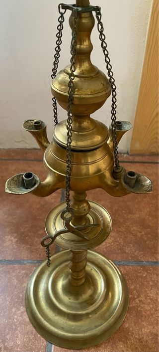 Lámpara de aceite antigua 4 quemadores