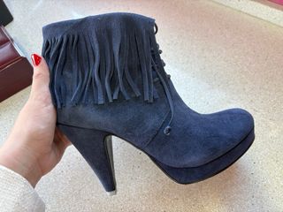 Botines Colcci Azul Tacon Flecos Nuevos