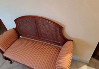 Banqueta clásica madera y ratán