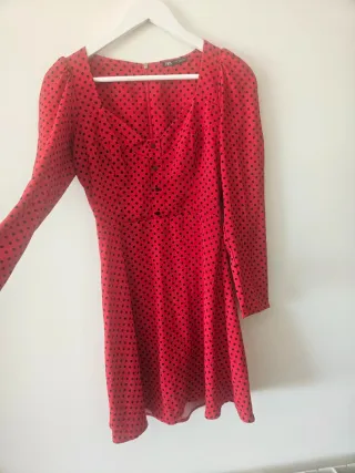 Vestido Zara Rojo Lunares Negros