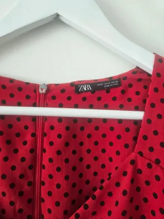 Vestido Zara Rojo Lunares Negros